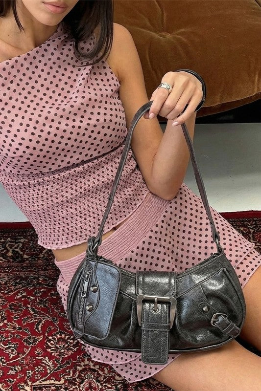 Triple Belt Leather Hand Bag