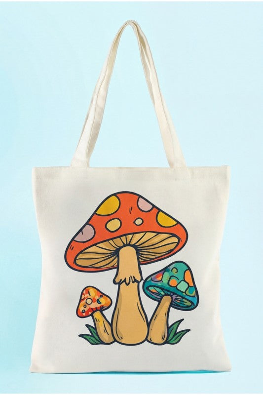 Mushroom Print Canvas Graphic Tote