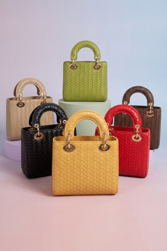 Woven Ring Handle Mini Top Handle Bag