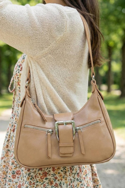 Large Buckle Triple Zipper Hand Bag