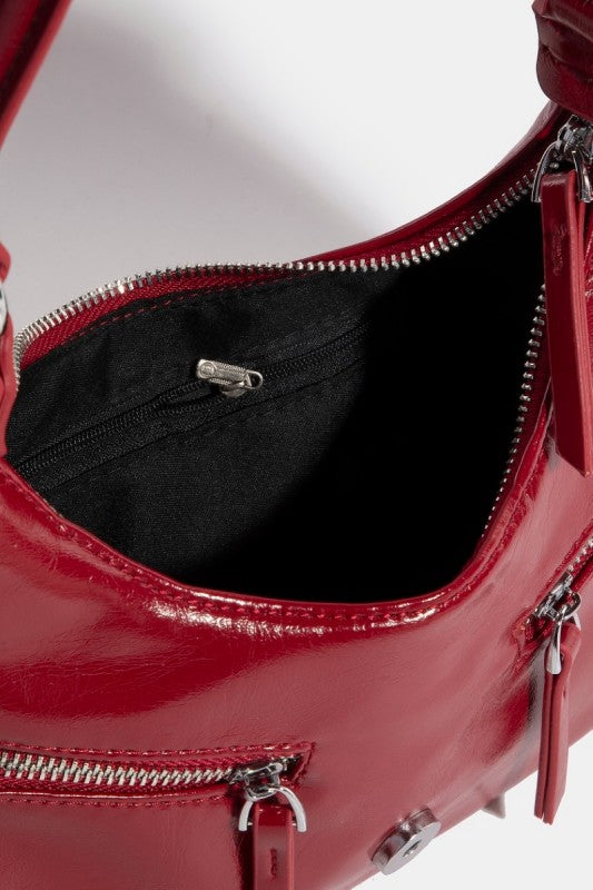 Large Buckle Triple Zipper Hand Bag