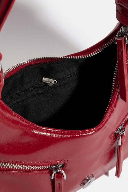 Large Buckle Triple Zipper Hand Bag