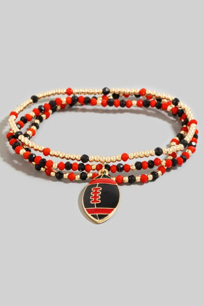 Game Day Colors Enamel Football Beaded Bracelet