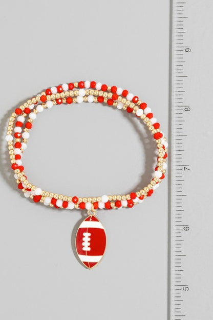 Game Day Colors Enamel Football Beaded Bracelet