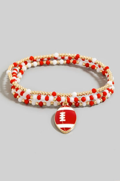 Game Day Colors Enamel Football Beaded Bracelet