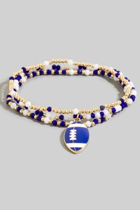 Game Day Colors Enamel Football Beaded Bracelet