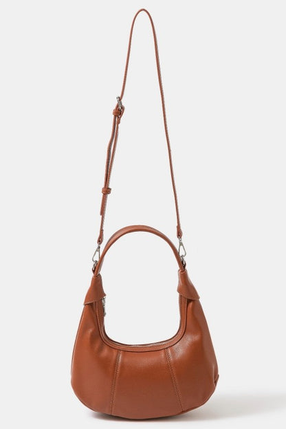 Faux Leather Round Multi Panel Hand Bag