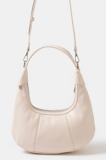 Faux Leather Round Multi Panel Hand Bag
