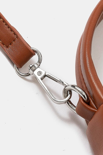 Faux Leather Round Multi Panel Hand Bag