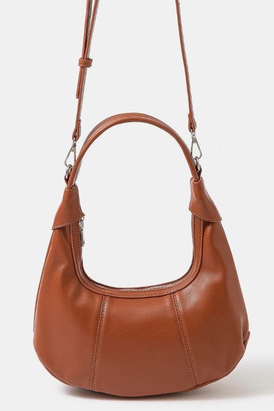 Faux Leather Round Multi Panel Hand Bag