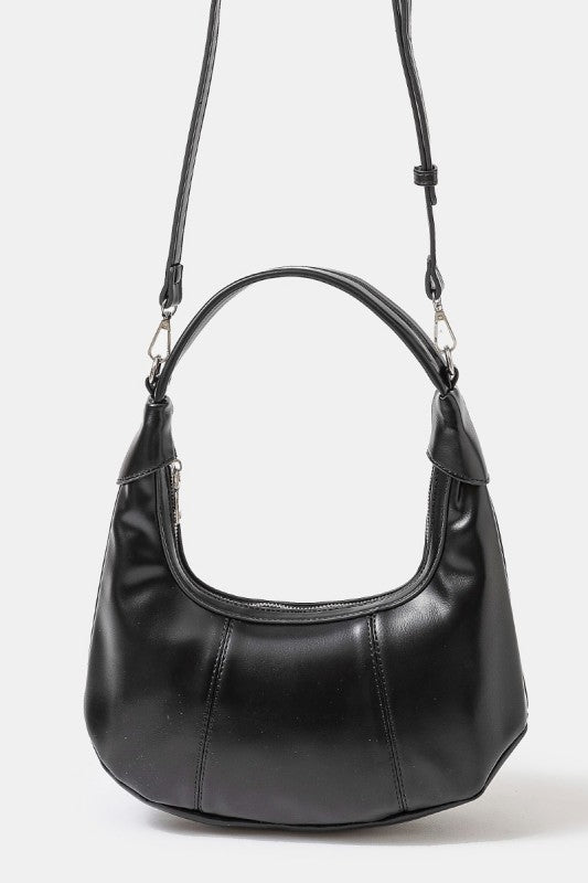Faux Leather Round Multi Panel Hand Bag