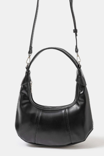 Faux Leather Round Multi Panel Hand Bag