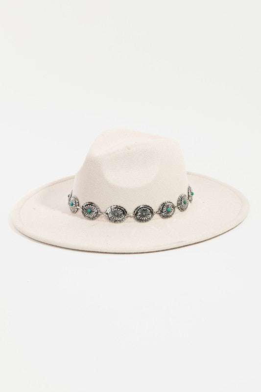 Western Concho Chain Fedora Hat