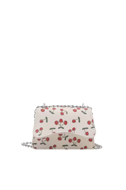 Cherry Print Chain Crossbody Flap Bag