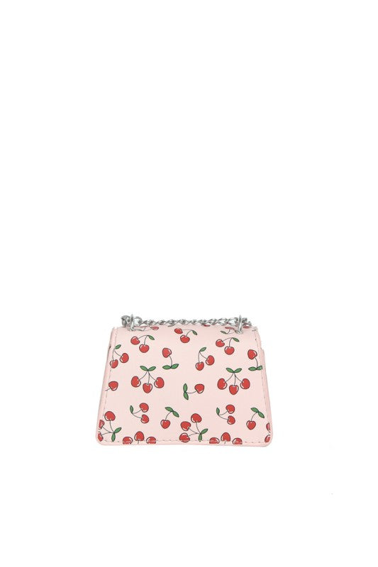 Cherry Print Chain Crossbody Flap Bag