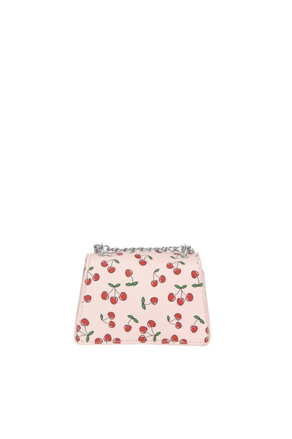 Cherry Print Chain Crossbody Flap Bag