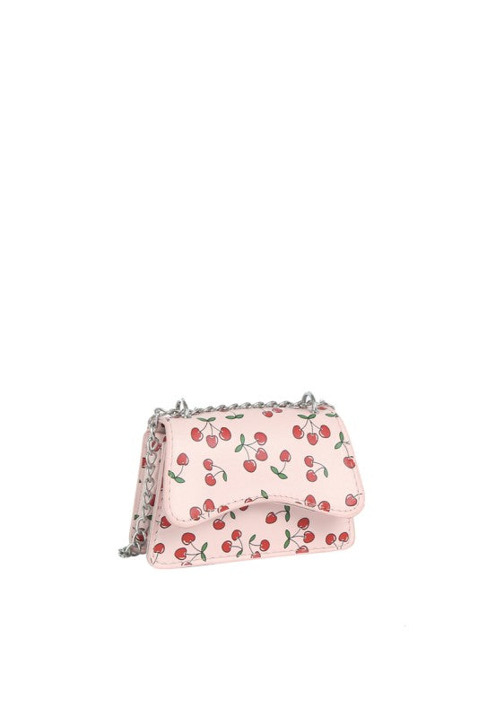 Cherry Print Chain Crossbody Flap Bag