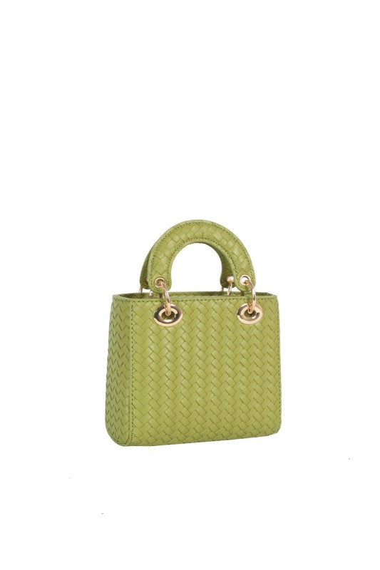 Woven Ring Handle Mini Top Handle Bag