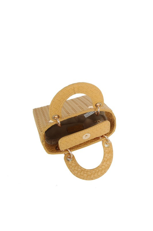 Woven Ring Handle Mini Top Handle Bag