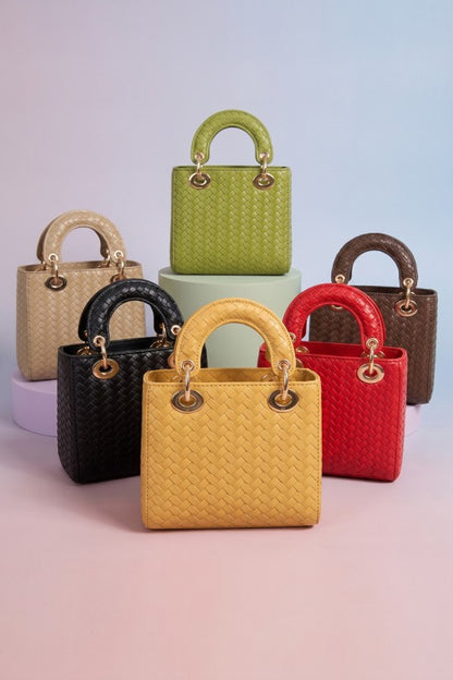 Woven Ring Handle Mini Top Handle Bag