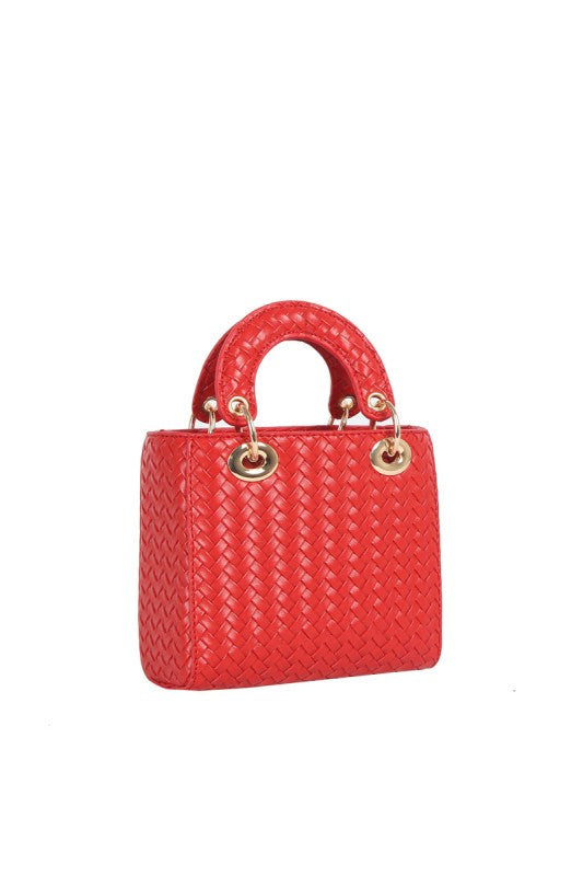 Woven Ring Handle Mini Top Handle Bag